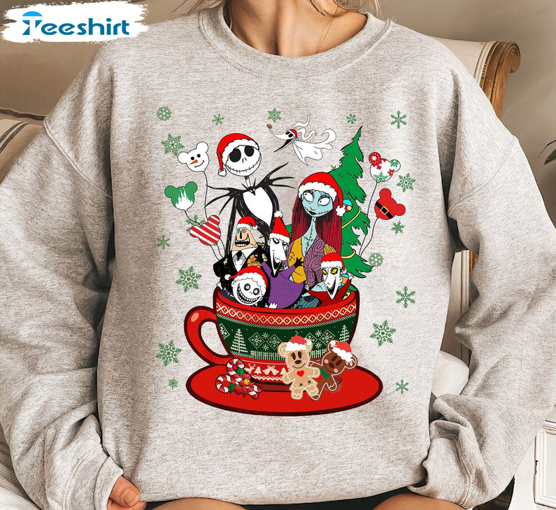 Nightmare Before Christamas Shirt, Christmas Coffee Cup Long Sleeve Unisex Hoodie