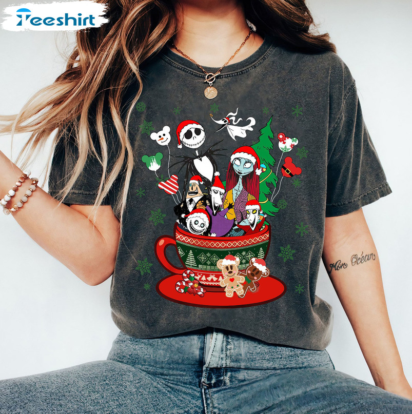 Nightmare Before Christamas Shirt, Christmas Coffee Cup Long Sleeve Unisex Hoodie