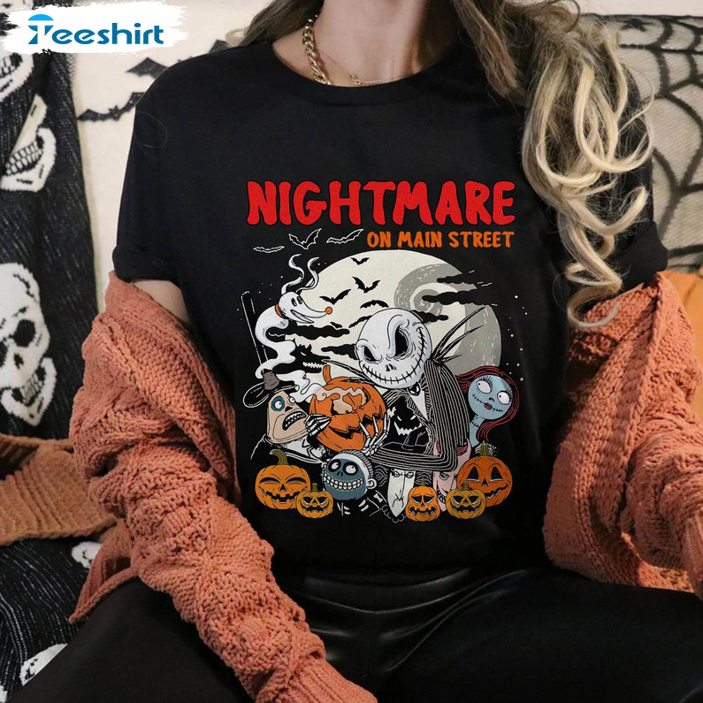 Nightmare Before Christmas Halloween Shirt, Nightmare On Main Street Unisex Hoodie Long Sleeve