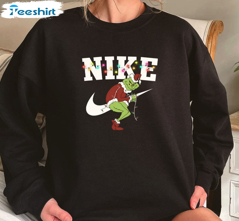 Nike Grinch Christmas Sweatshirt, Christmas Lights Unisex Hoodie Tee Tops