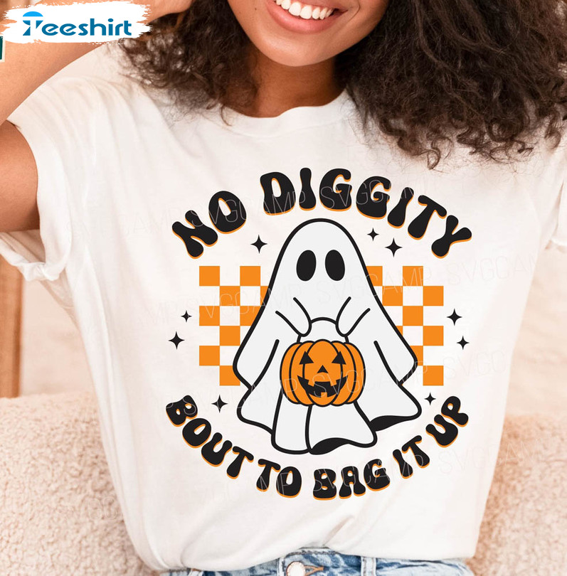 No Diggity Bout To Bag It Up Shirt, Spooky Season Halloween Long Sleeve Unisex Hoodie