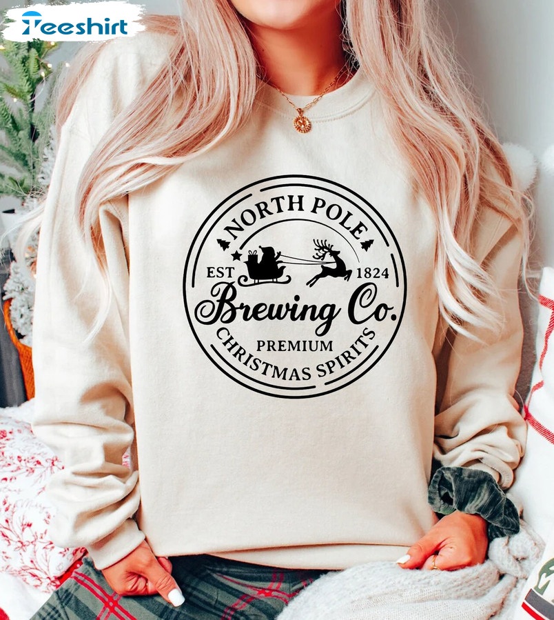 North Pole Brewing Co Shirt – Christmas Reindeer Crewneck Sweatshirt