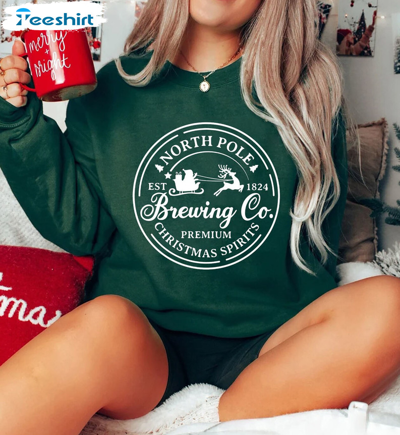 North Pole Brewing Co Shirt – Christmas Reindeer Crewneck Sweatshirt