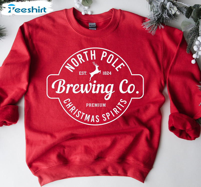 North Pole Brewing Co Shirt – Christmas Reindeer Sweatshirt Long Sleeve