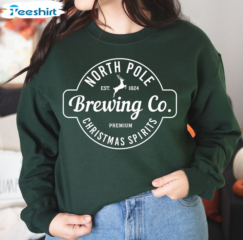 North Pole Brewing Co Shirt – Christmas Reindeer Sweatshirt Long Sleeve