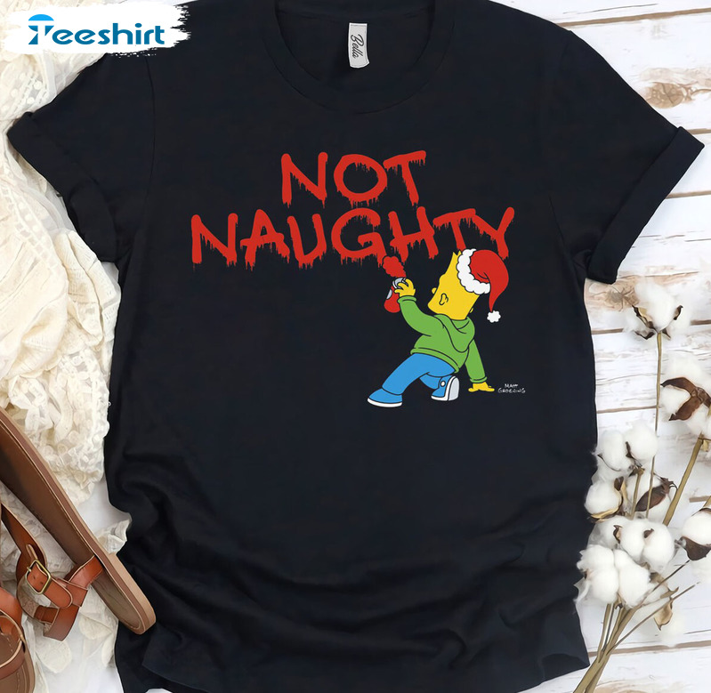 Not Naughty Simpsons Shirt, The Simpsons Christmas Unisex Hoodie Long Sleeve