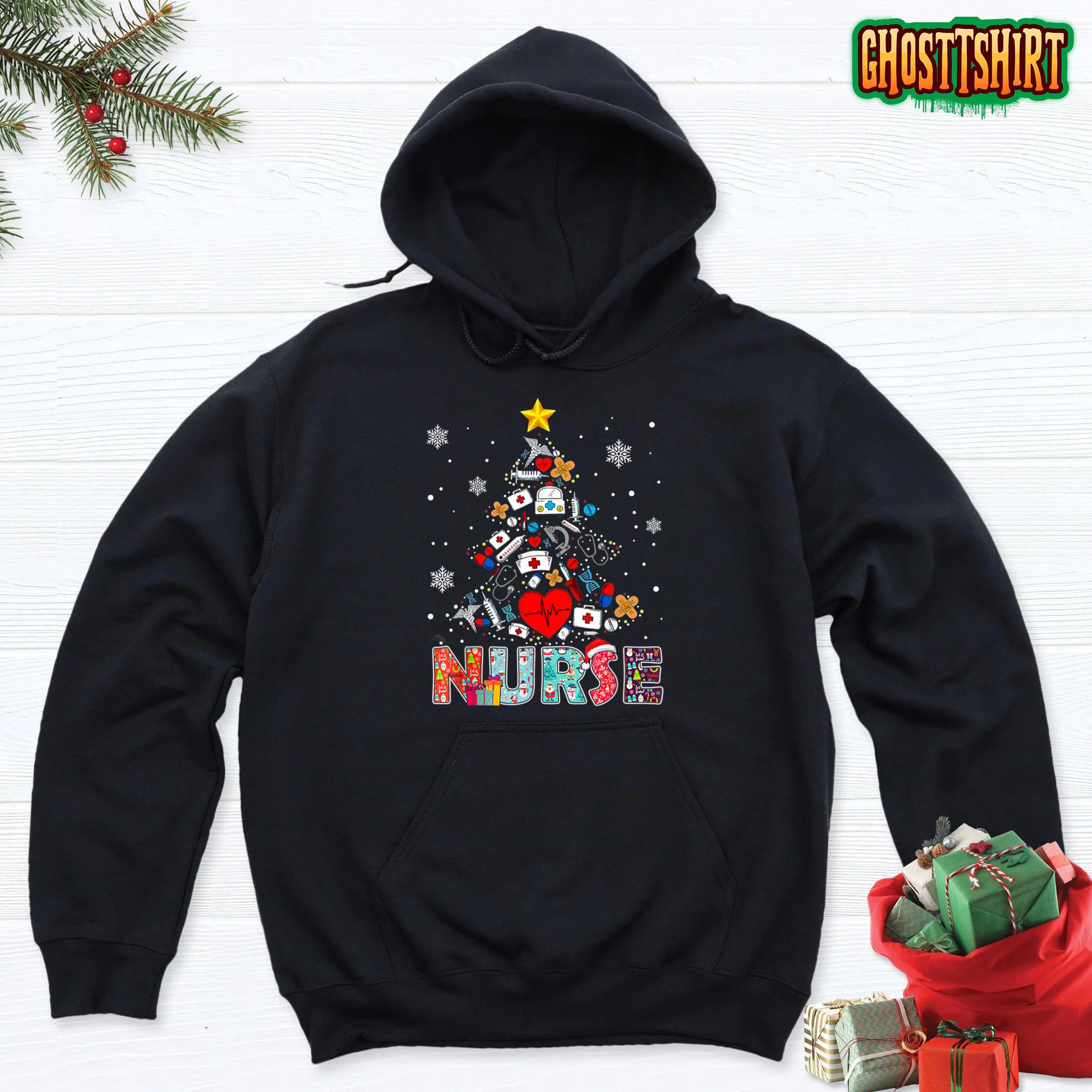 Nurse Christmas Tree Stethoscope RN LPN Scrub Nursing Xmas Hoodie