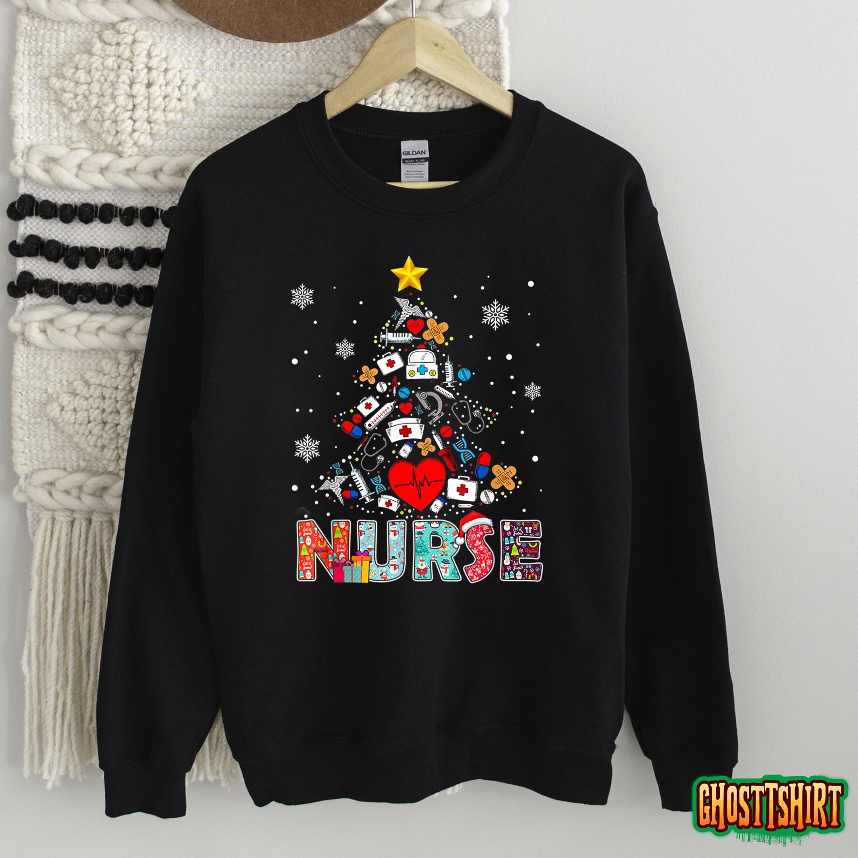 Nurse Christmas Tree Stethoscope RN LPN Scrub Nursing Xmas Hoodie