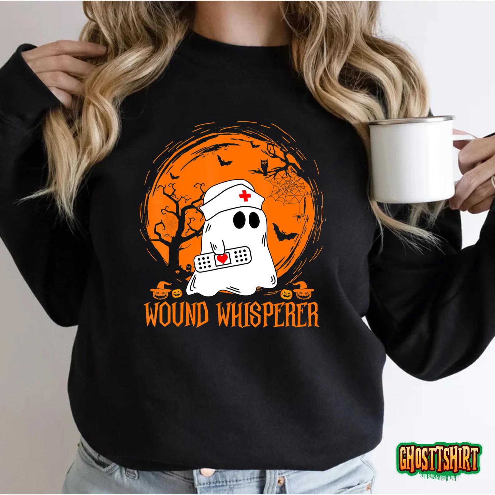 Nurse Wound Whisperer Pumpkin Moon Ghost Halloween Sweatshirt