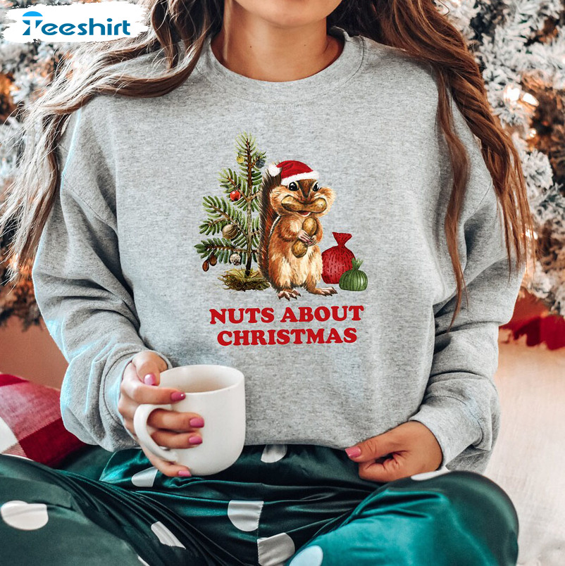 Nuts About Christmas, Squirrel Lights Unisex Hoodie Sweatshirt