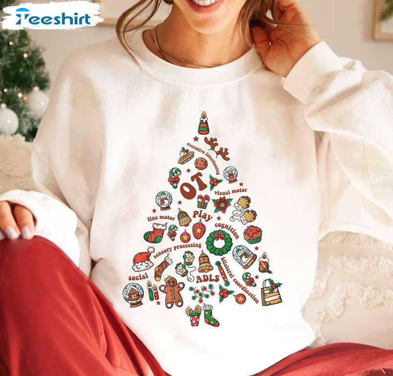 Occupational Therapy Scope Of Practice Shirt, Christmas Tree Unisex Hoodie Long Sleeve