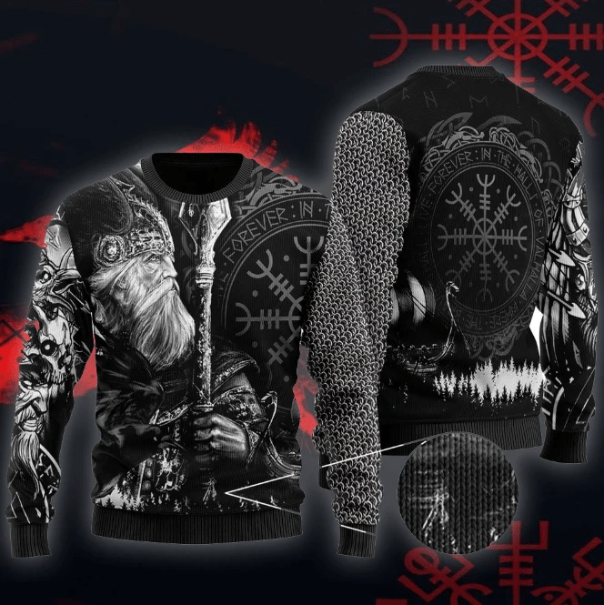 Odin Tattoo Valknut Viking Ugly Christmas Sweater | Unisex | Full Size | Adult | Colorful | US3858- Best Christmas Gifts 2023