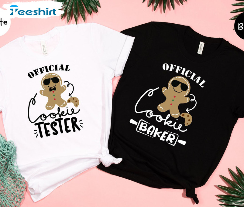 Official Cookie Taster Christmas Shirt, Family Matching Tee Tops Short Sleeve