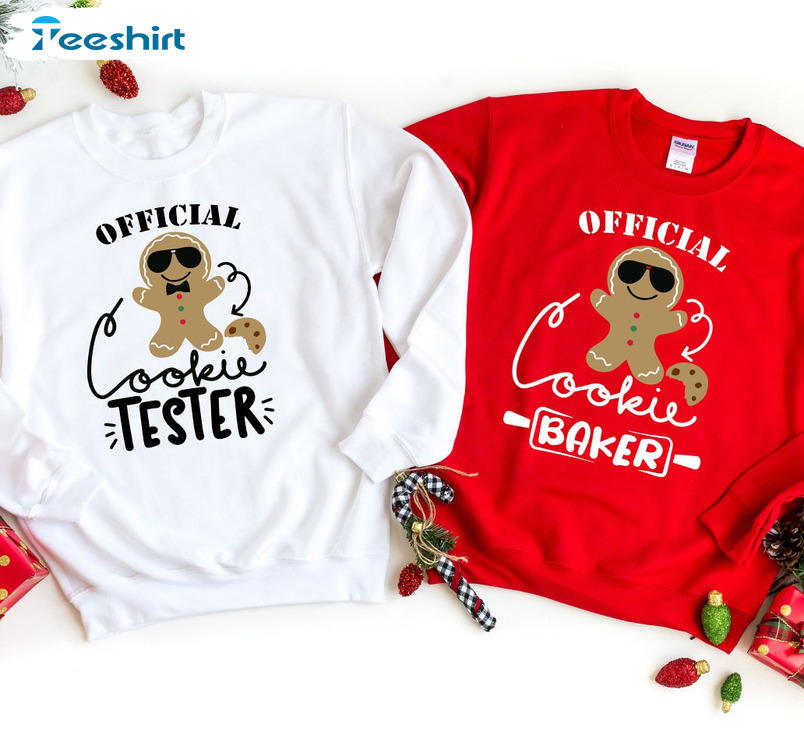 Official Cookie Taster Christmas Shirt, Family Matching Tee Tops Short Sleeve