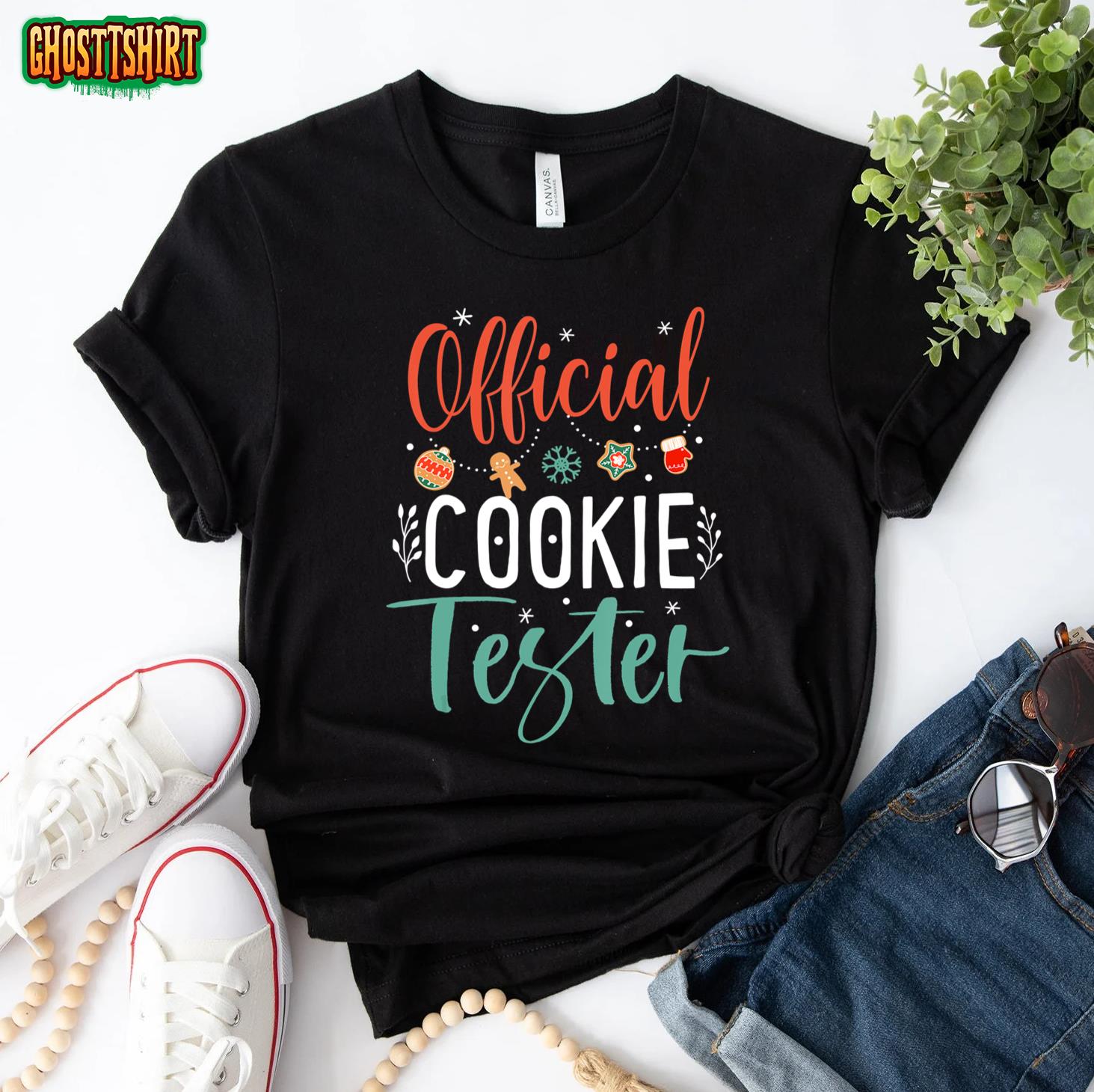 Official Cookie Tester Funny Christmas Couples Matching T-Shirt