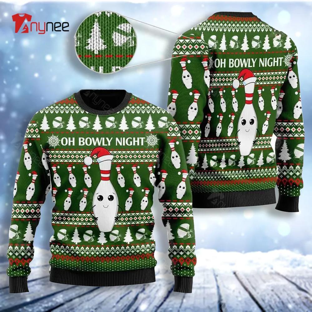 Oh Bowly Night With Christmas Patterns For Bowling And Sport Lovers Ugly Christmas Sweater- Best Christmas Gifts 2023