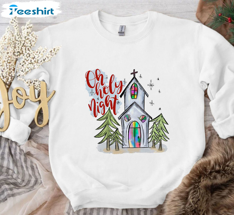 Oh Holy Night Shirt, Christian Christmas Tee Tops Long Sleeve