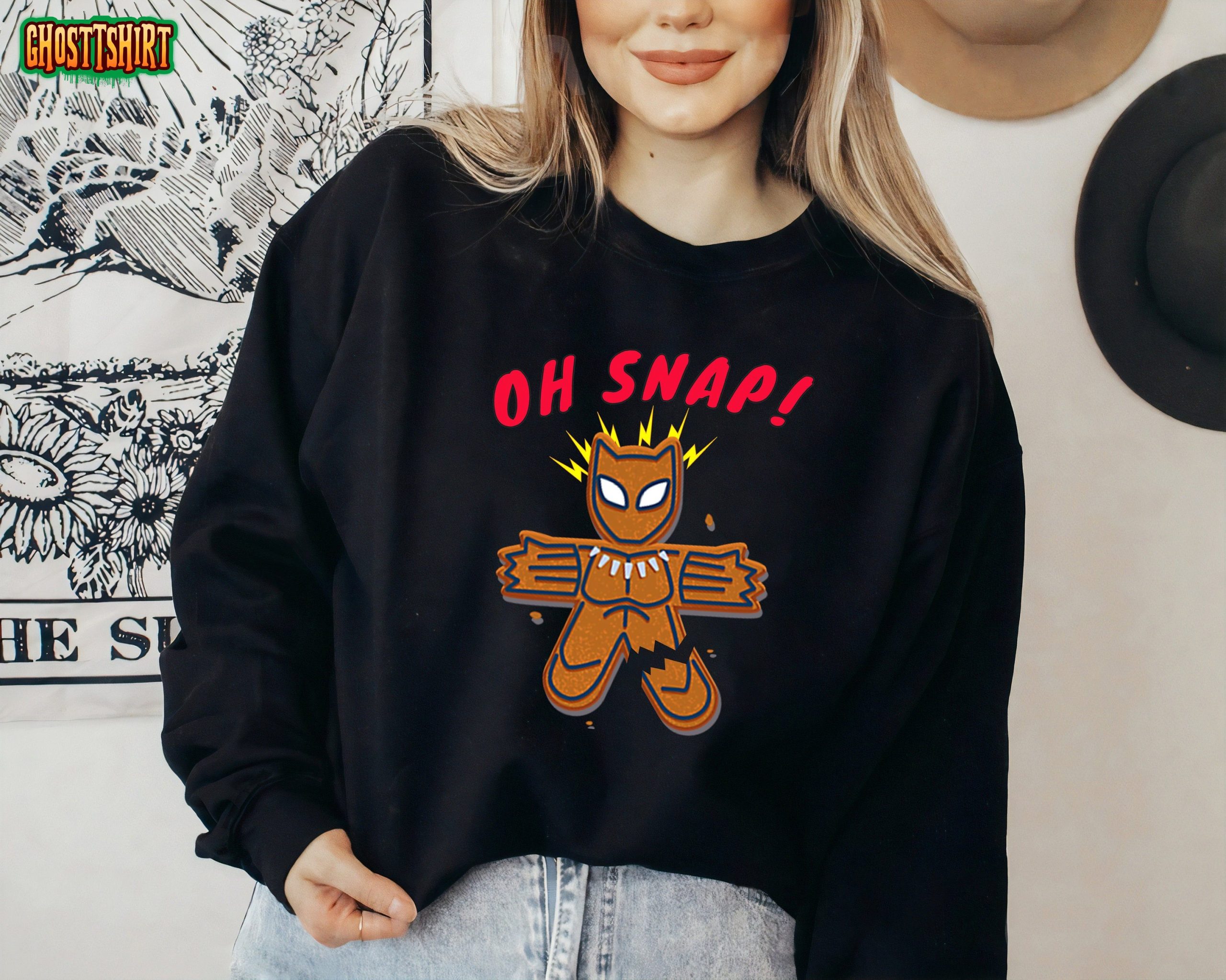 Oh Snap Christmas Cookie Marvel Avenger Super Heroes Gingerbread Cookie Sweatshirt