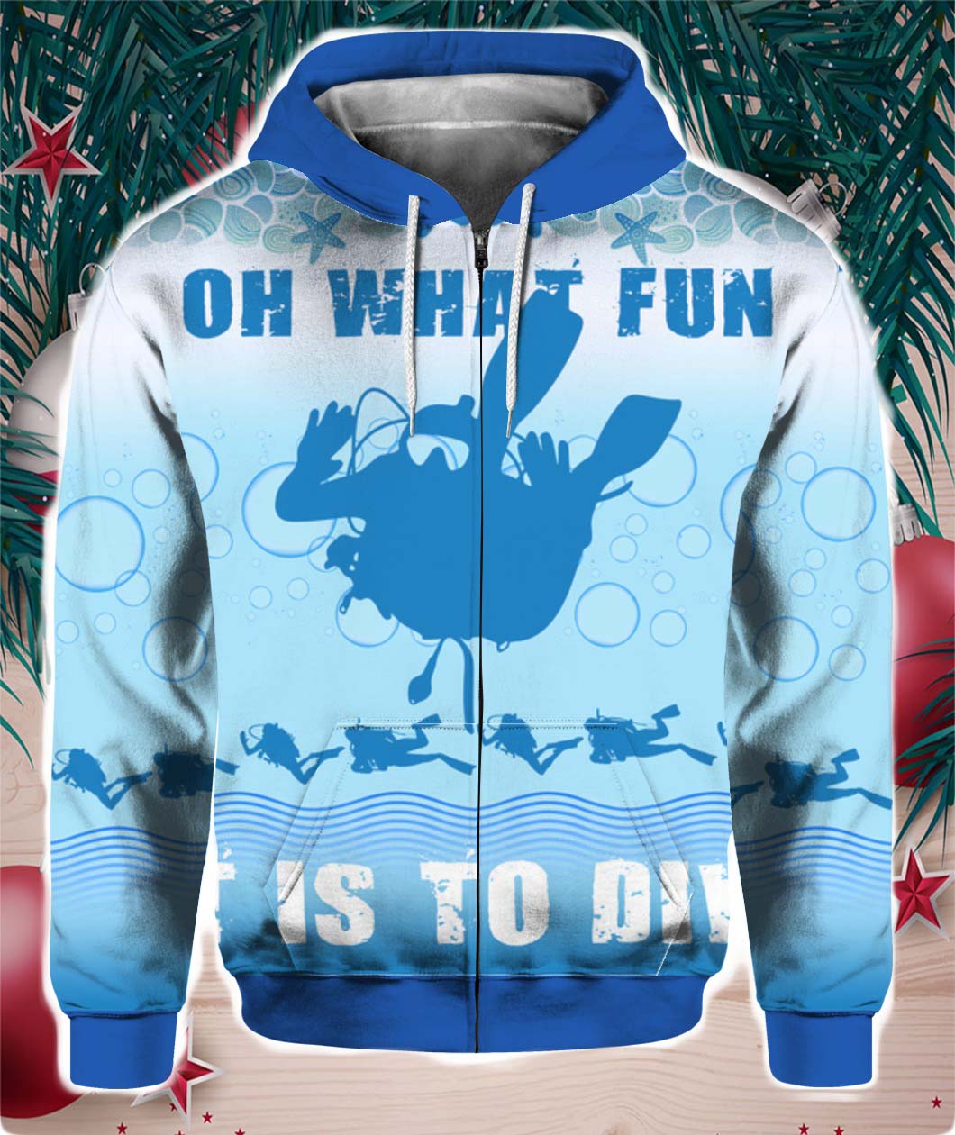 Oh What Fun It Is To Dive 3D Ugly Christmas Sweater Hoodie shirt- Best Christmas Gifts 2023