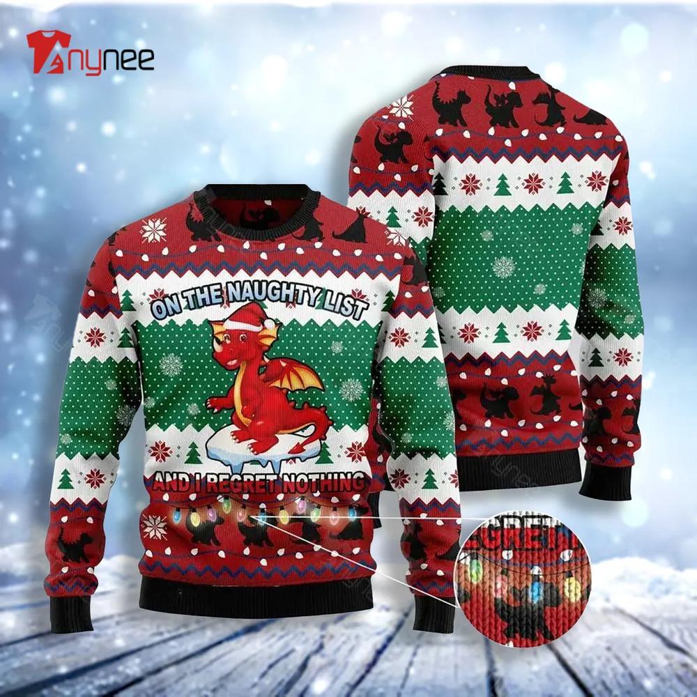 On The Naughty List Dragon Ugly Christmas Sweater- Best Christmas Gifts 2023