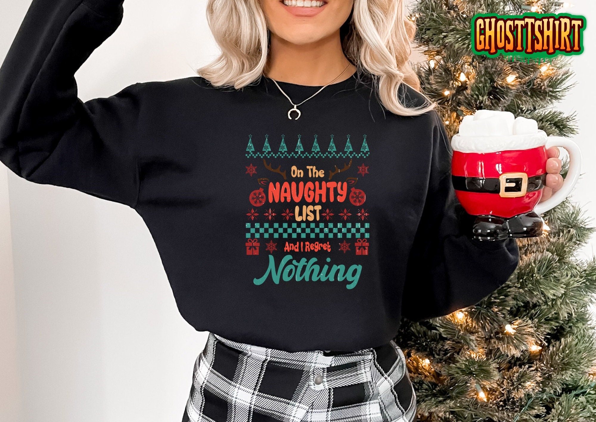 On The Naughty List Retro Ugly Sweatshirt