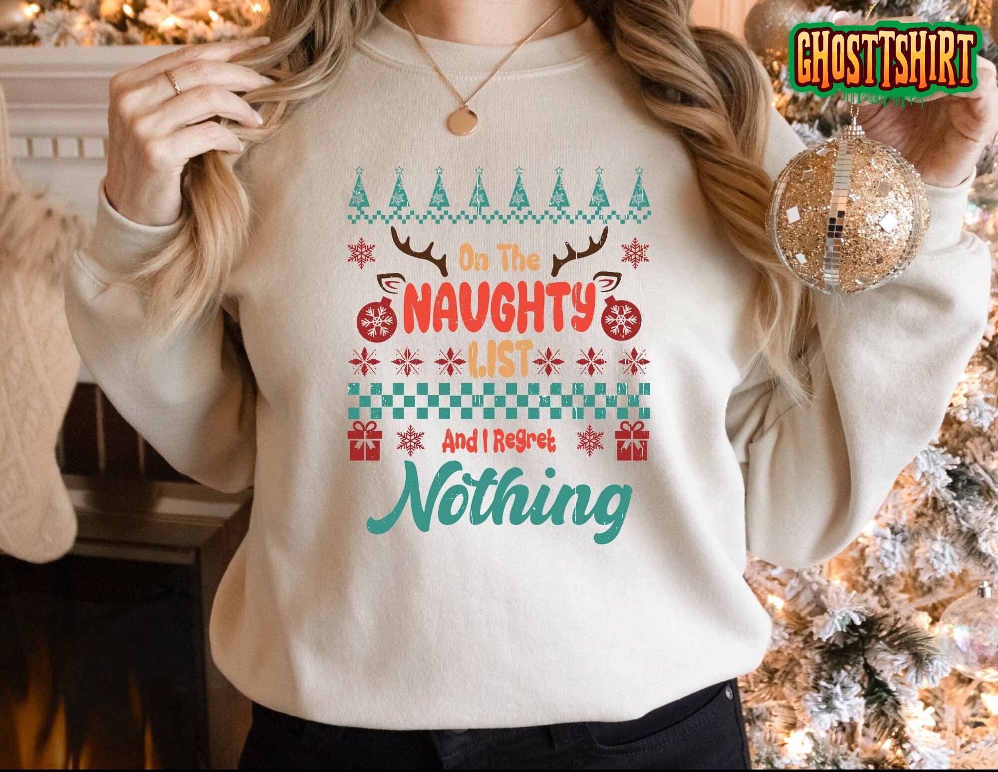 On The Naughty List Retro Ugly Sweatshirt