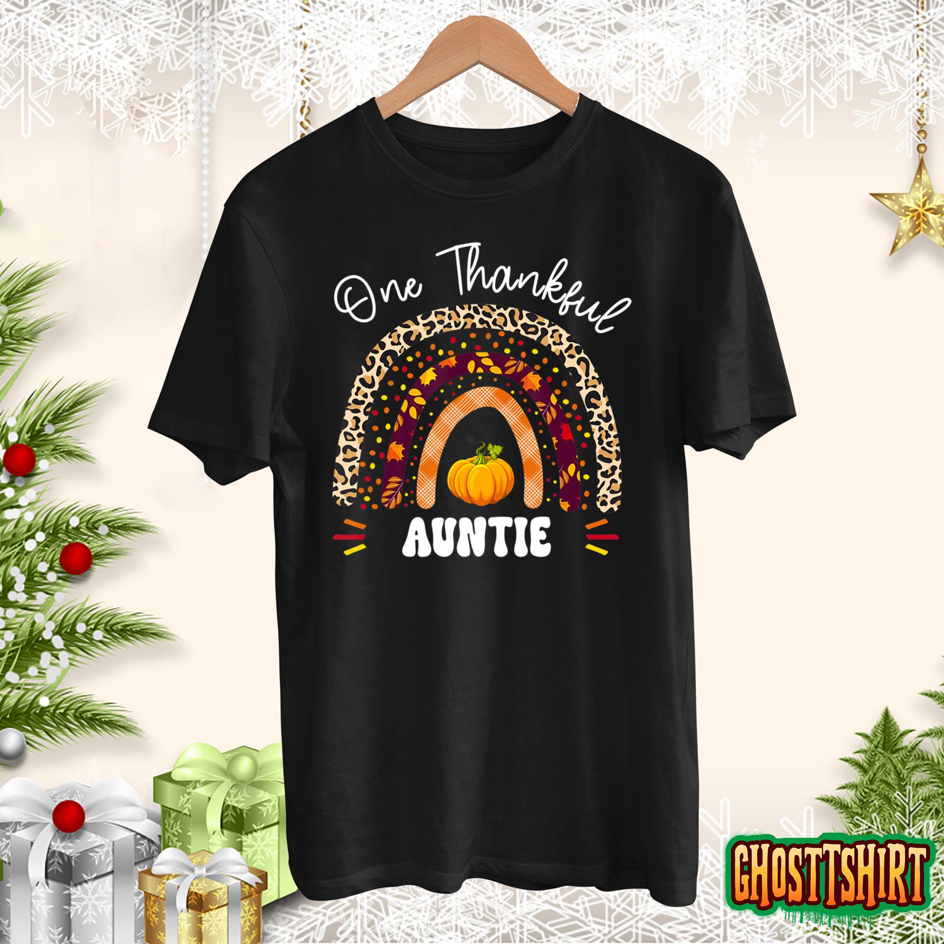 One Thankful Auntie Boho Rainbow Pumpkin Thanksgiving Sweatshirt