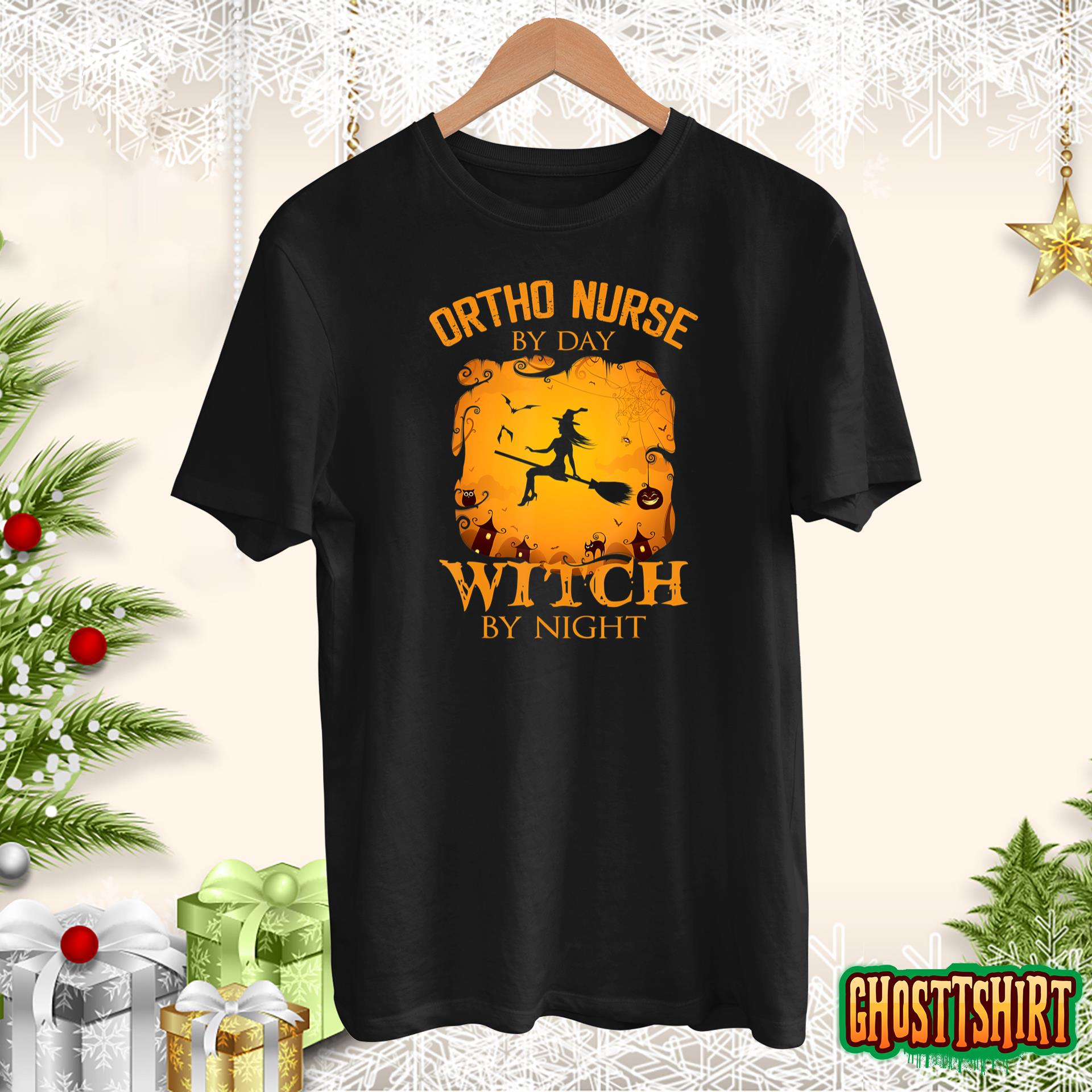 Ortho Nurse by day Witch by night Orthopaedic RN Halloween T-Shirt