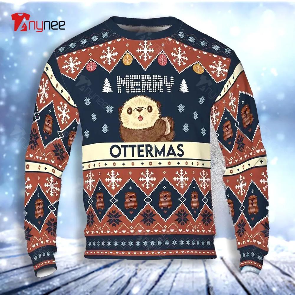 Otter Merry Ottermas Ugly Christmas Sweater- Best Christmas Gifts 2023