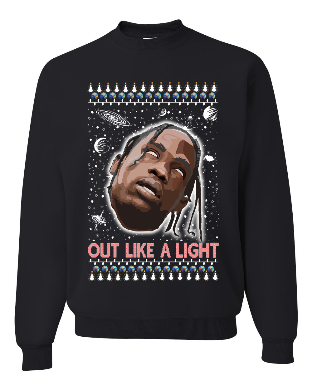 Out Like a Light Ugly Christmas Sweater Unisex Crewneck Graphic Sweatshirt- Best Christmas Gifts 2023