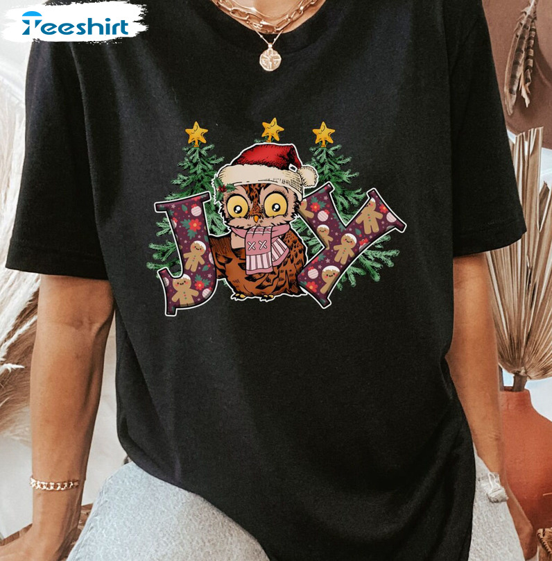 Owl Joy Christmas Shirt, Owl Lover Unisex T-shirt Short Sleeve