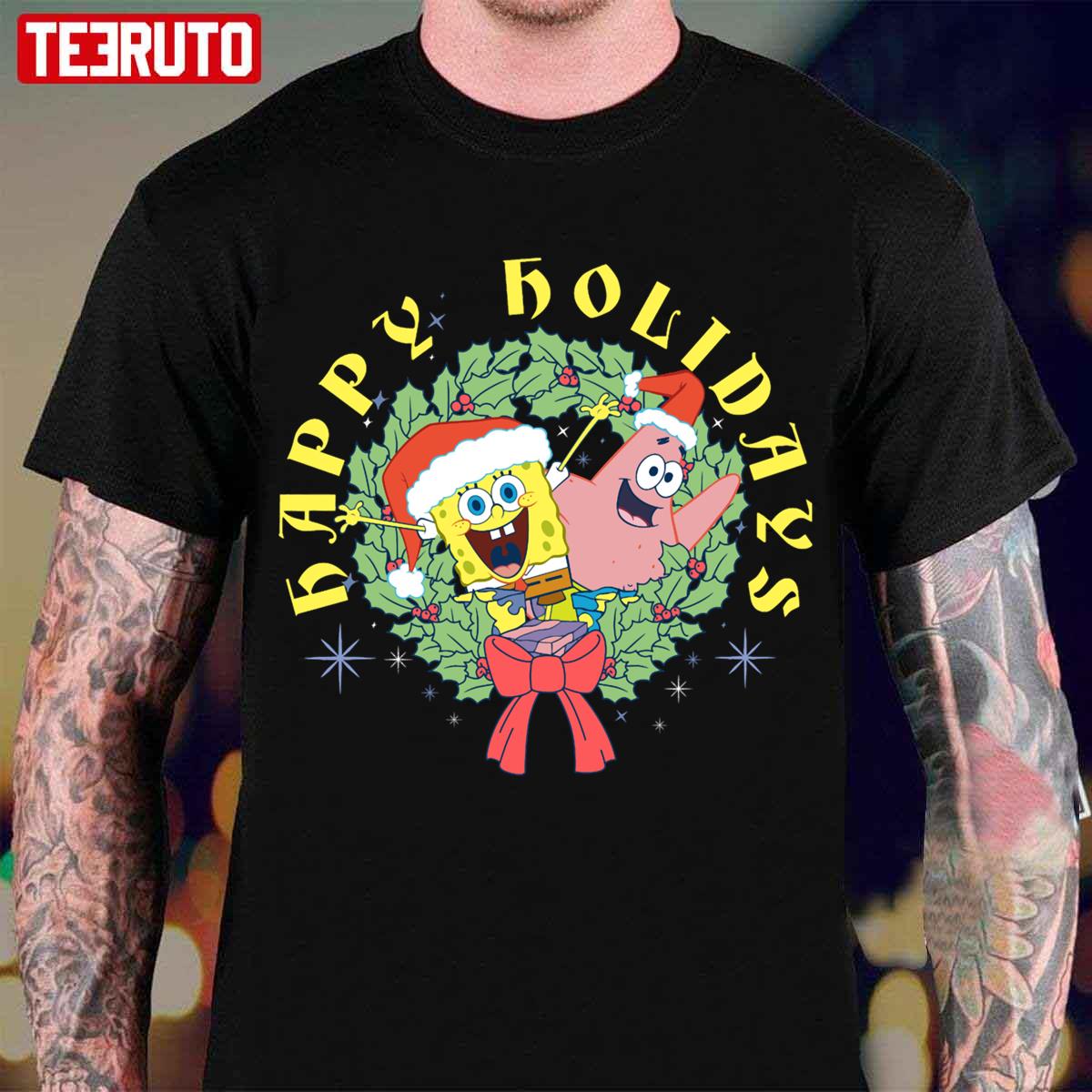 Patrick Happy Holidays Christmas Halloween Spongebob Unisex T-Shirt