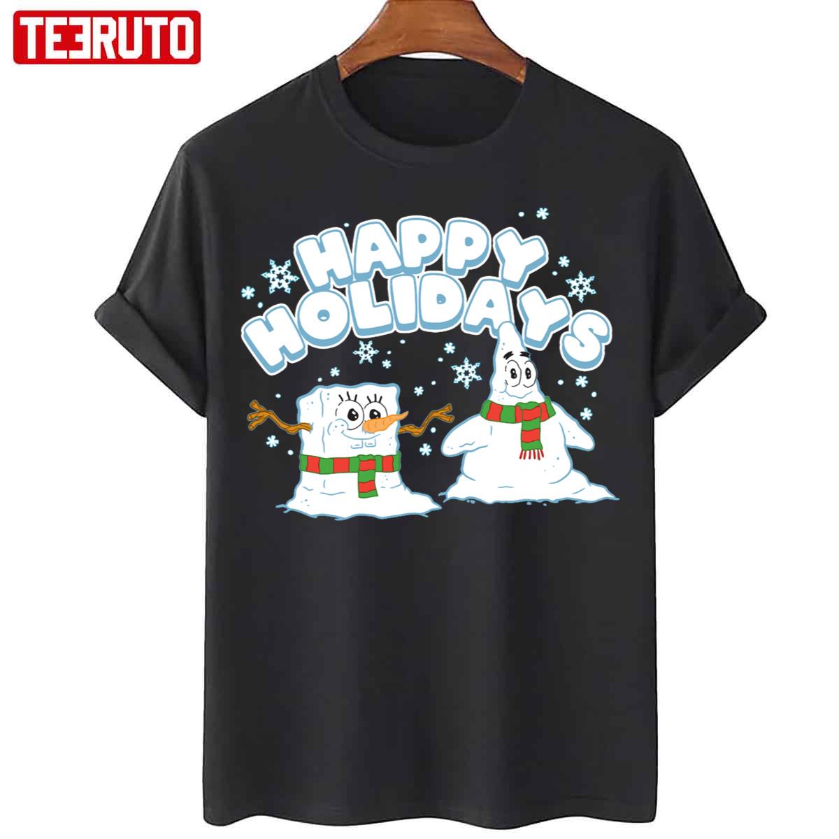 Patrick Star Snowmen Happy Holidays Halloween Spongebob Unisex T-Shirt