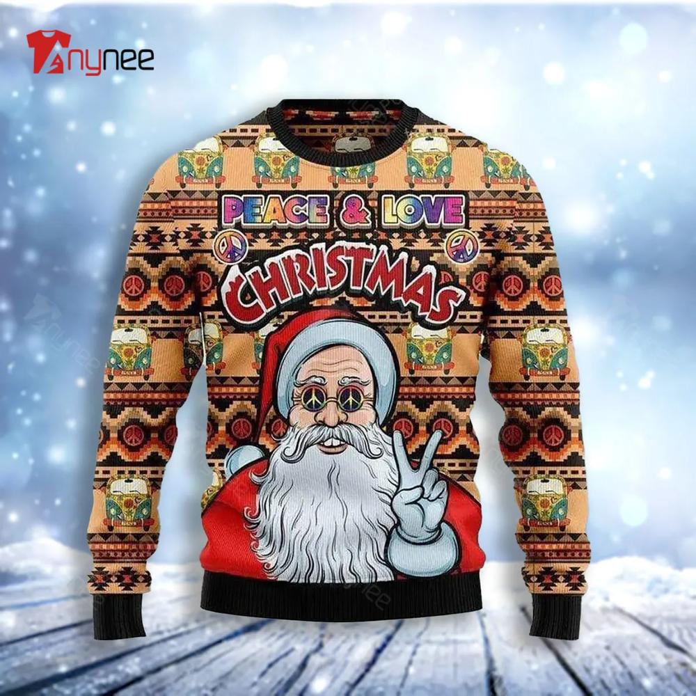 Peace And Love Christmas Santa Claus Ugly Christmas Sweater- Best Christmas Gifts 2023