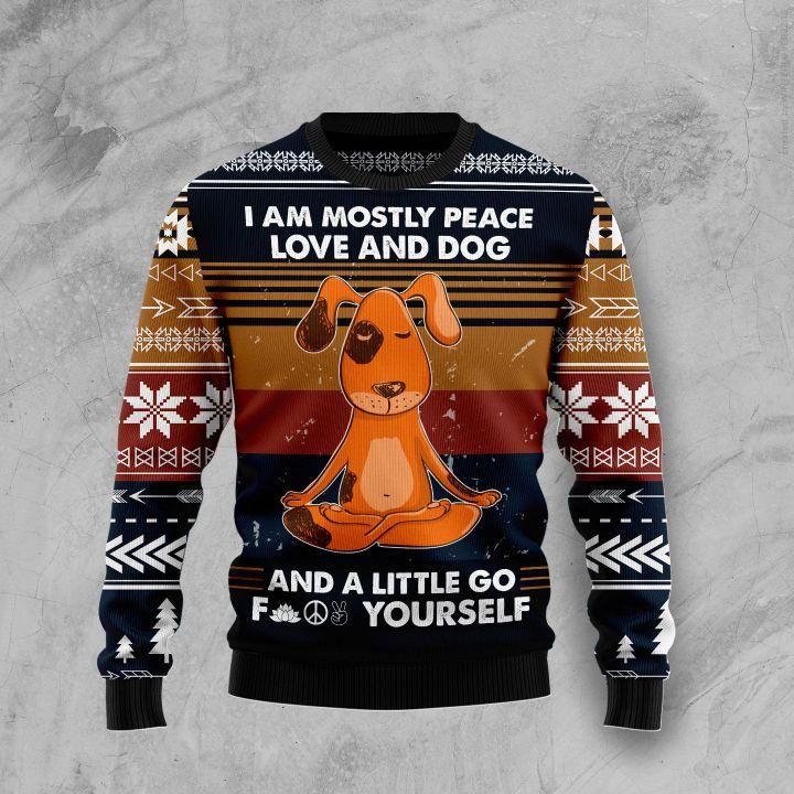 Peace Love And Dog Ugly Christmas Sweater | For Men & Women | Adult | US1500- Best Christmas Gifts 2023