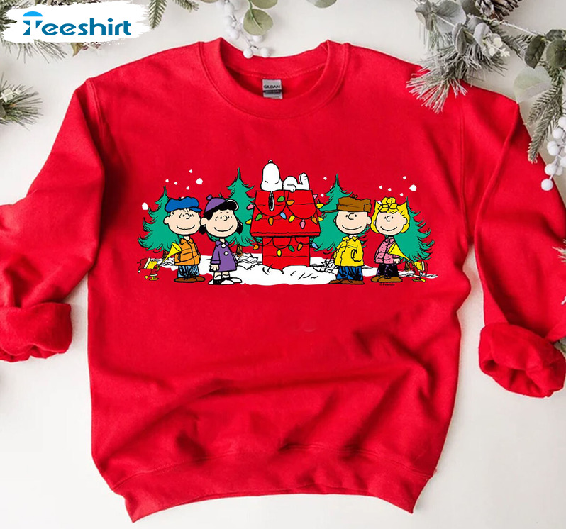 Peanuts Snoopy Dog House Family Photo Sweatshirt, Snoopy And Friends Christmas Costume Shirt