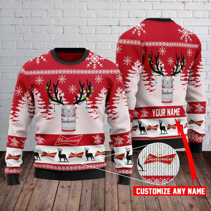 Personalized Budweiser Christmas Sweater- Best Christmas Gifts 2023