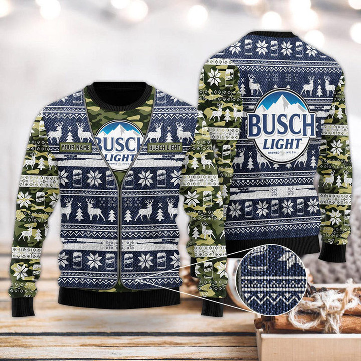 Personalized Busch Latte Camo Xmas Sweater- Best Christmas Gifts 2023