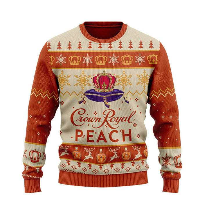 Personalized Peach Crown Royal Ugly Christmas Sweater- Best Christmas Gifts 2023