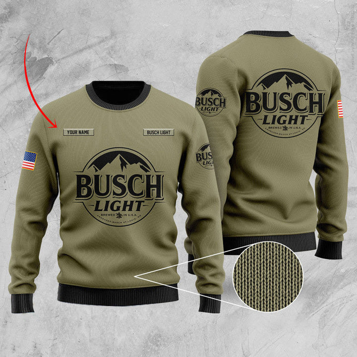 Personalized U.S Flag Busch Light Sweater- Best Christmas Gifts 2023