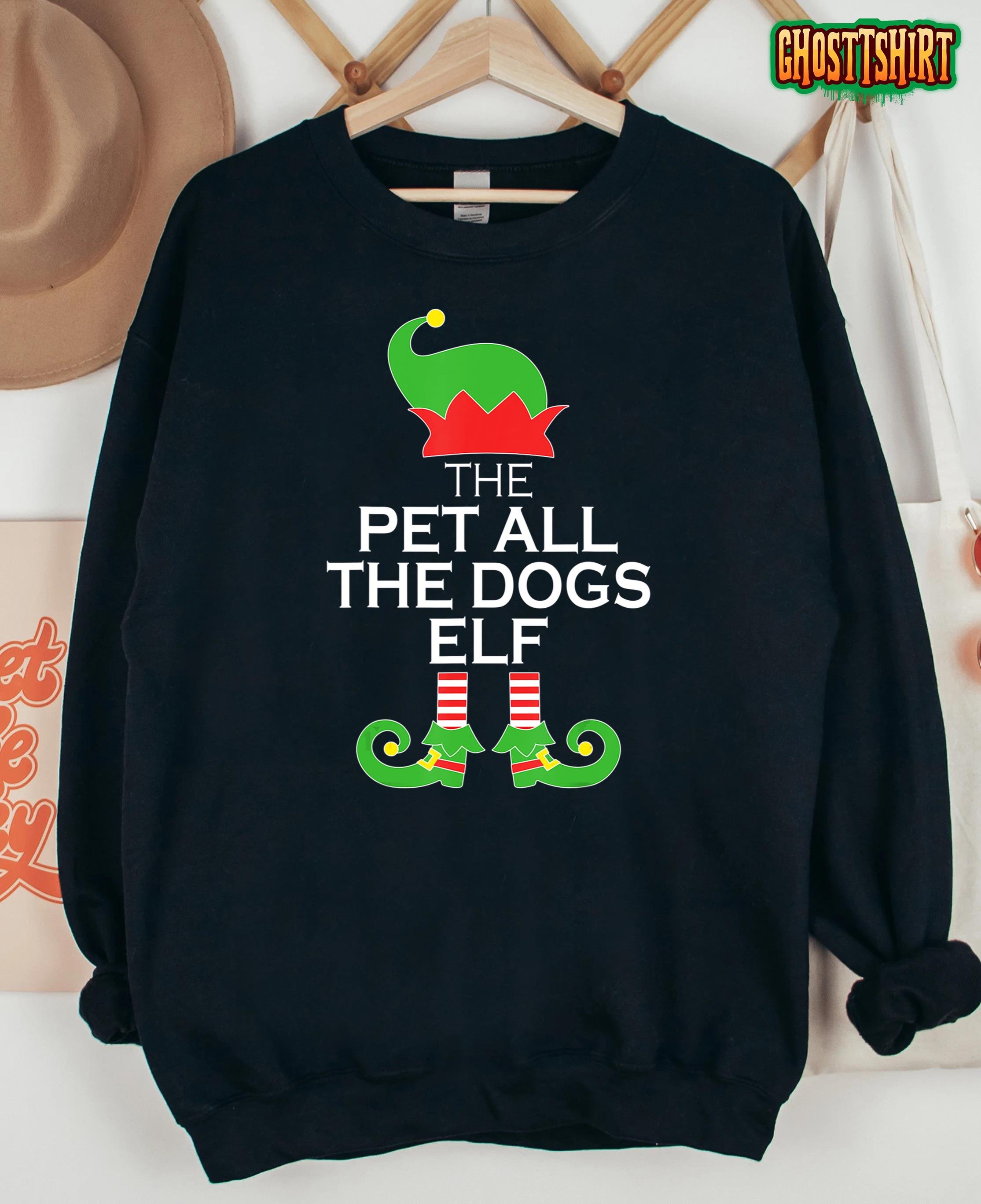 Pet All The Dogs Elf Matching Family Group Christmas T-Shirt