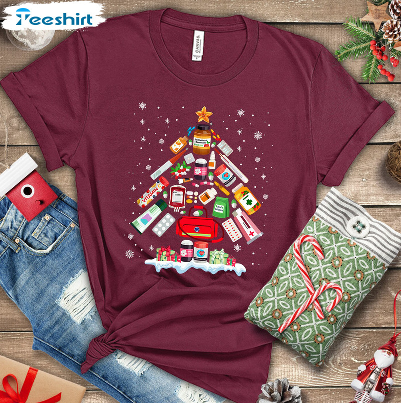 Pharmacy Christmas Tree Shirt, Pharmacy Tech Sweatshirt Hoodie