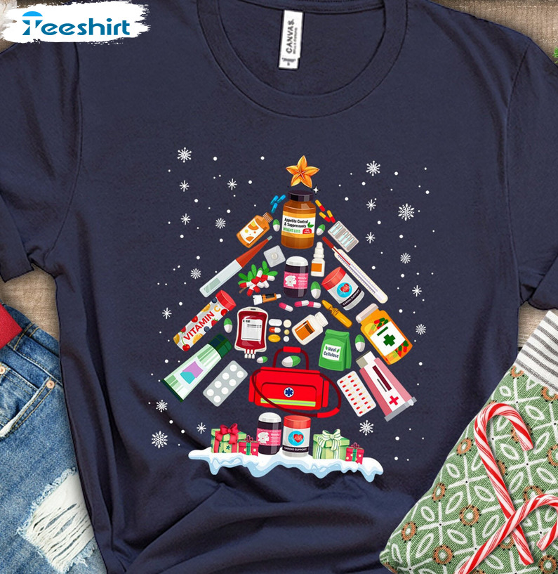 Pharmacy Christmas Tree Shirt, Pharmacy Tech Sweatshirt Hoodie