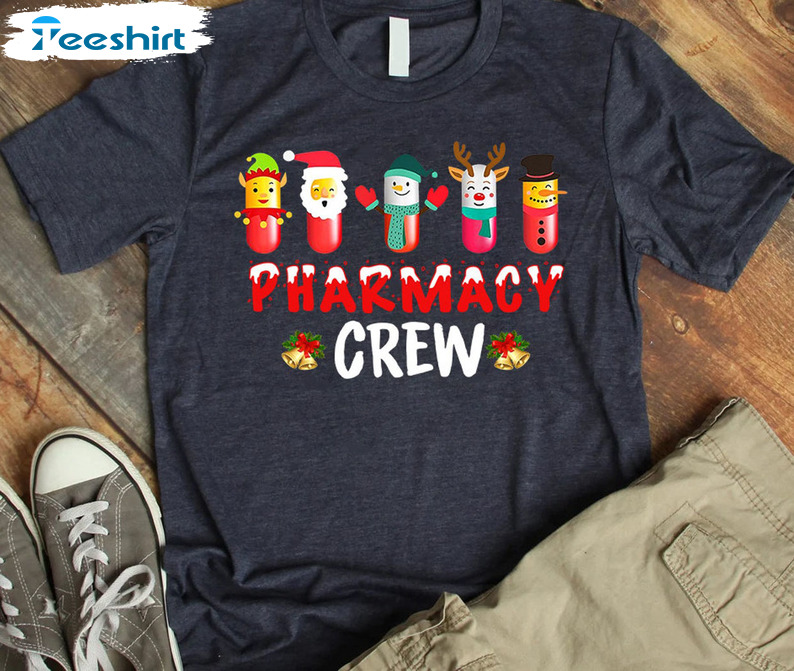 Pharmacy Crew Shirt, Christmas Pharmacy Snowman Tee Tops Short Sleeve