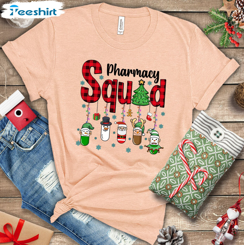 Pharmacy Squad Shirt, Christmas Technician Crewneck Short Sleeve