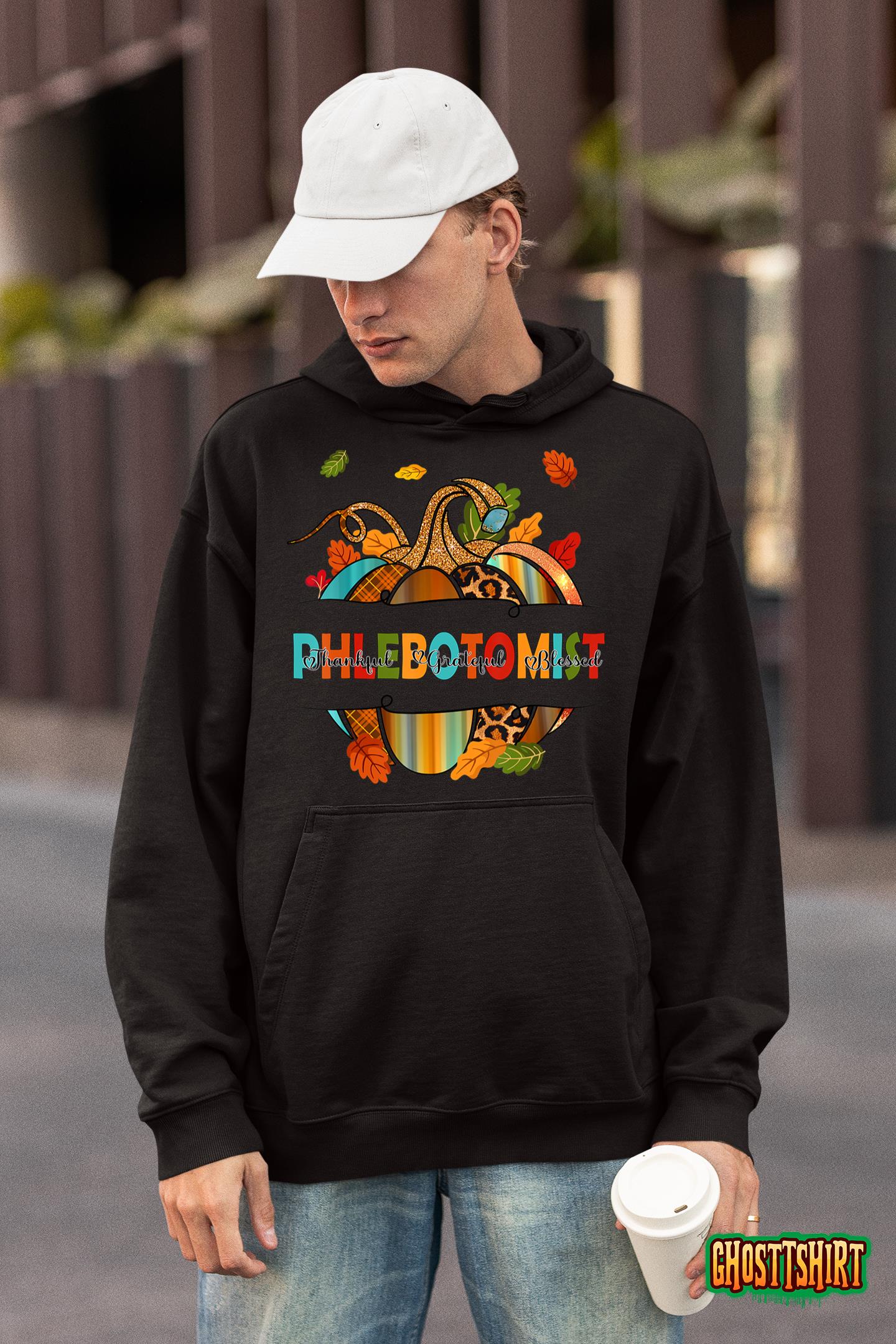 Phlebotomist Thankful Grateful Blessed Pumpkin Thanksgiving Hoodie