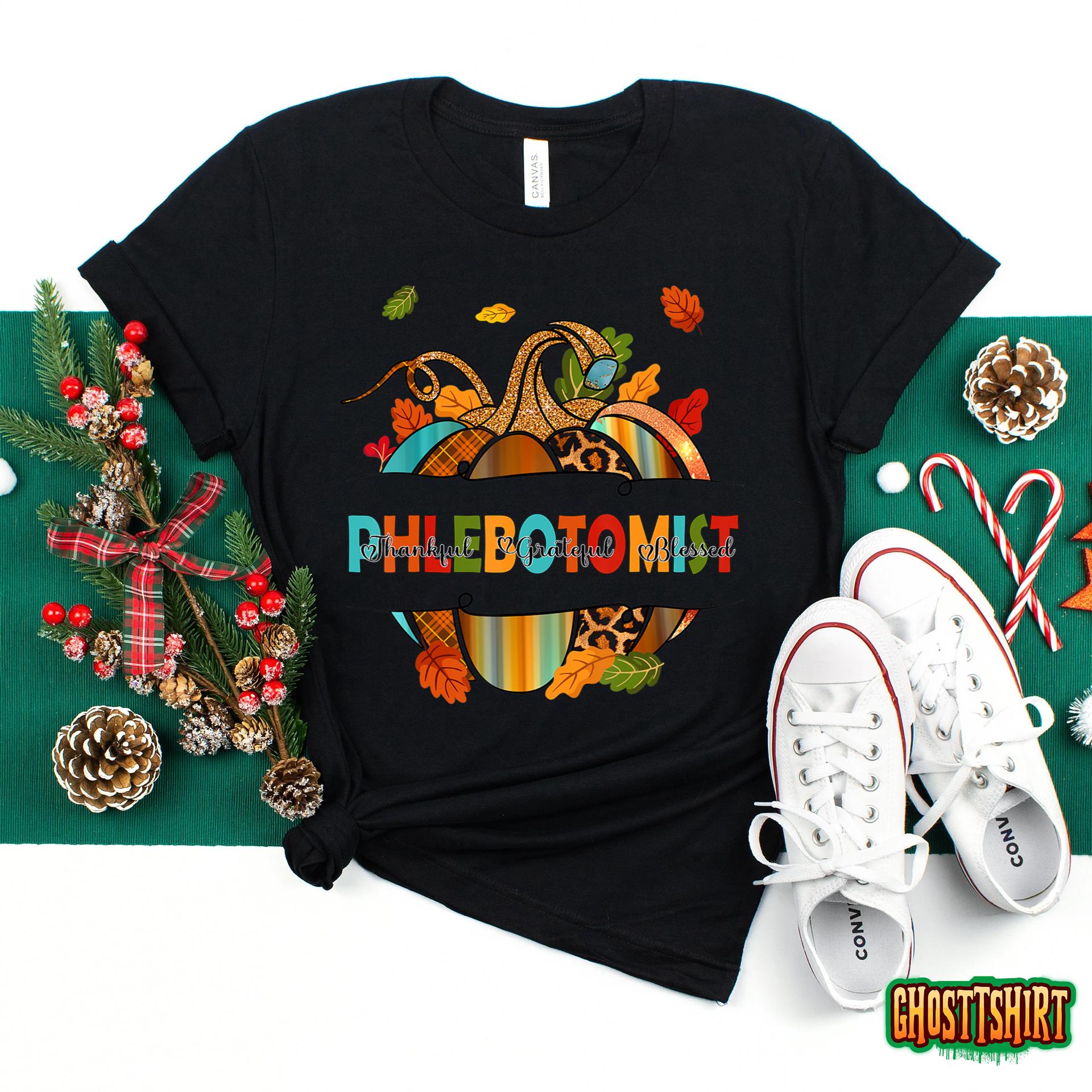 Phlebotomist Thankful Grateful Blessed Pumpkin Thanksgiving Hoodie