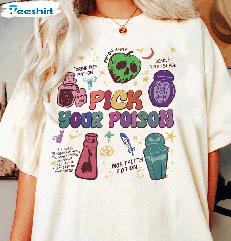 Pick Your Poison Halloween Shirt, Halloween Comfort Hoodie Long Sleeve