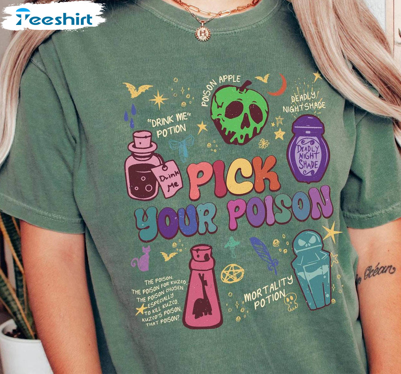 Pick Your Poison Halloween Shirt, Halloween Comfort Hoodie Long Sleeve