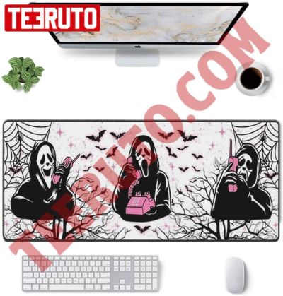 Pink Cute Ghost Screams Movie Halloween Mouse Pad